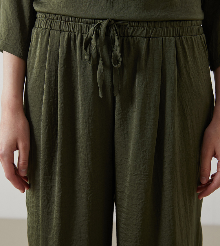 Textured Woven Wide Leg Trousers