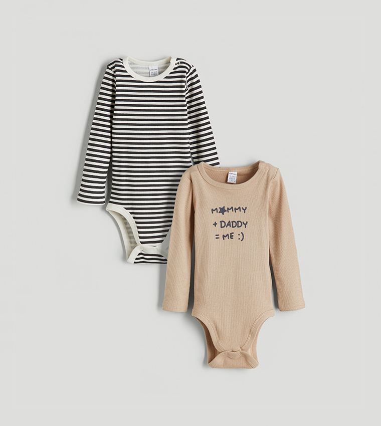 2-Pack Printed Long Sleeves Snap Bodysuits