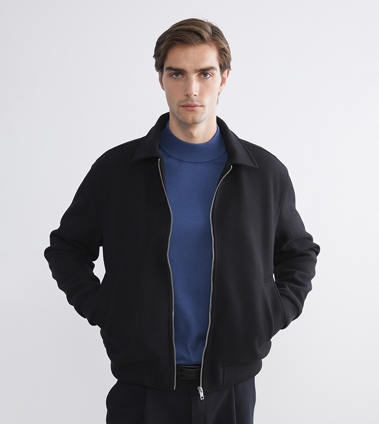 VISION Solid Zip-Through Standard Fit Overcoat