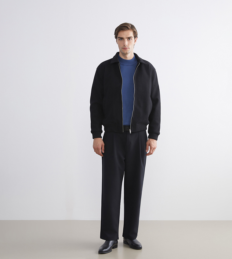 VISION Solid Zip-Through Standard Fit Overcoat