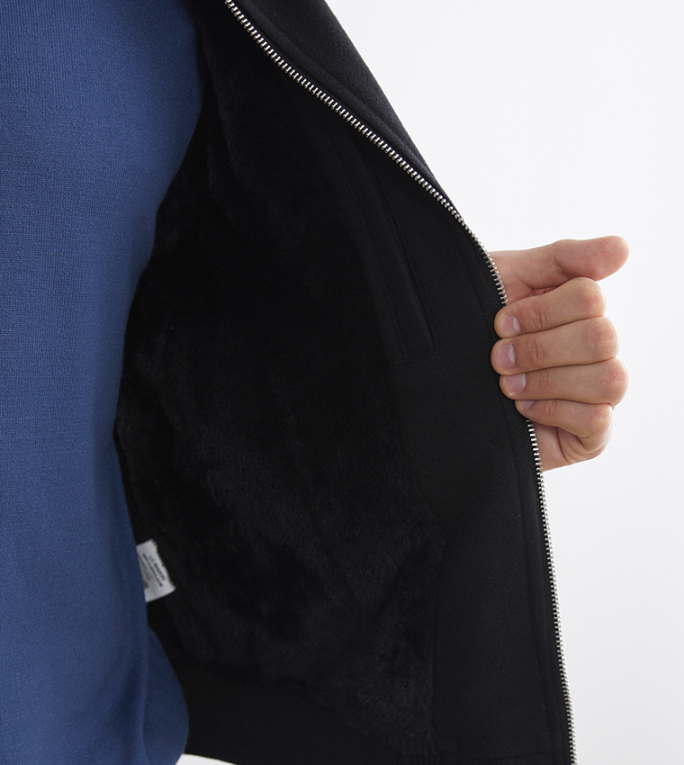 VISION Solid Zip-Through Standard Fit Overcoat