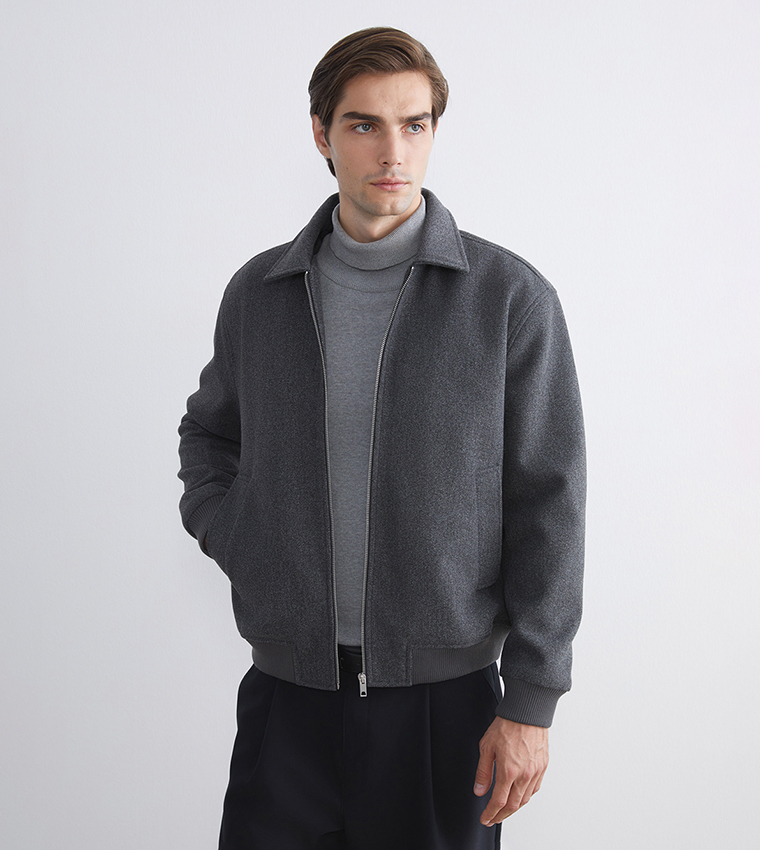 VISION Solid Zip-Through Standard Fit Overcoat