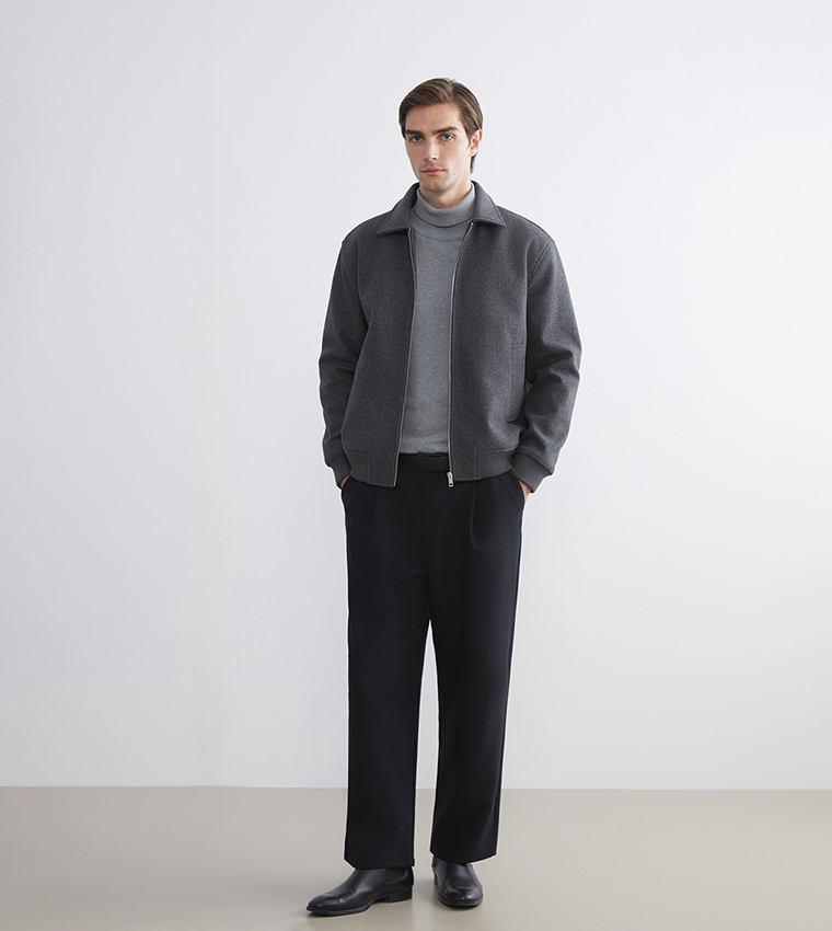 VISION Solid Zip-Through Standard Fit Overcoat