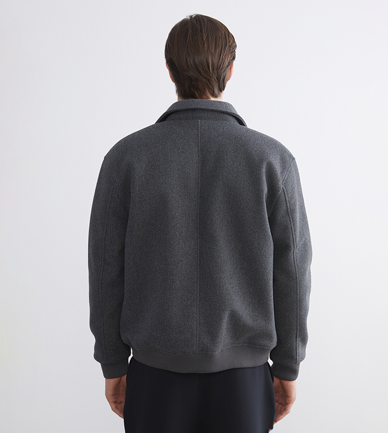 VISION Solid Zip-Through Standard Fit Overcoat