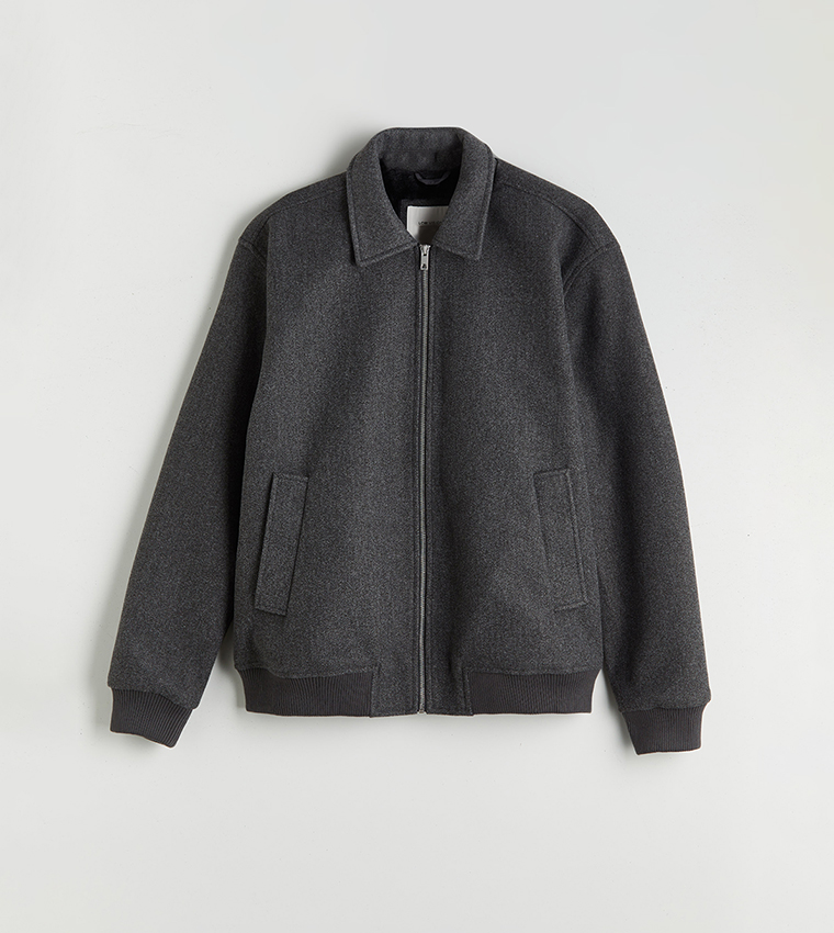 VISION Solid Zip-Through Standard Fit Overcoat