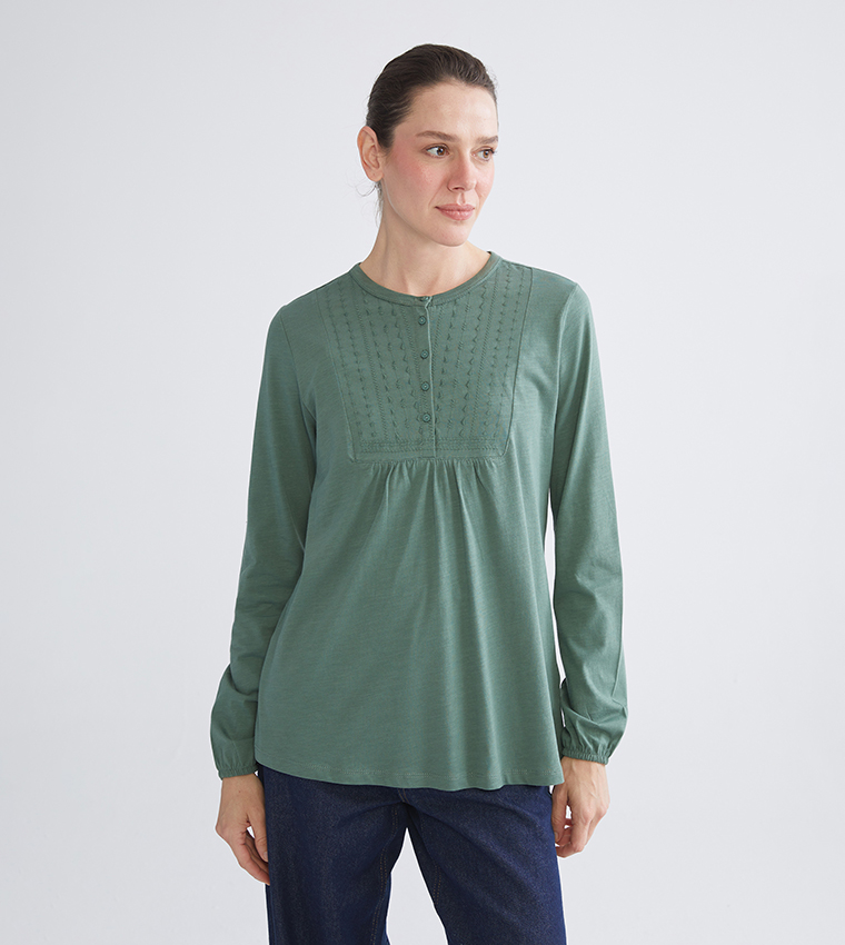 Embroidered Long Sleeves Top