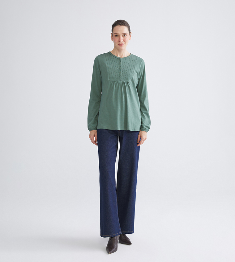 Embroidered Long Sleeves Top