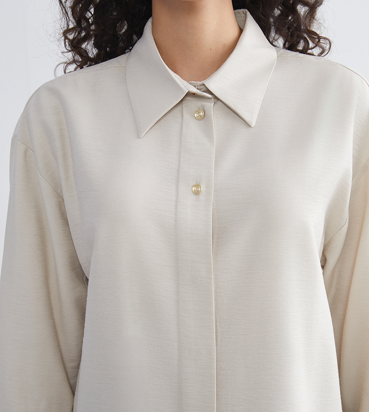 Textured Long Sleeves Tunic Shirt