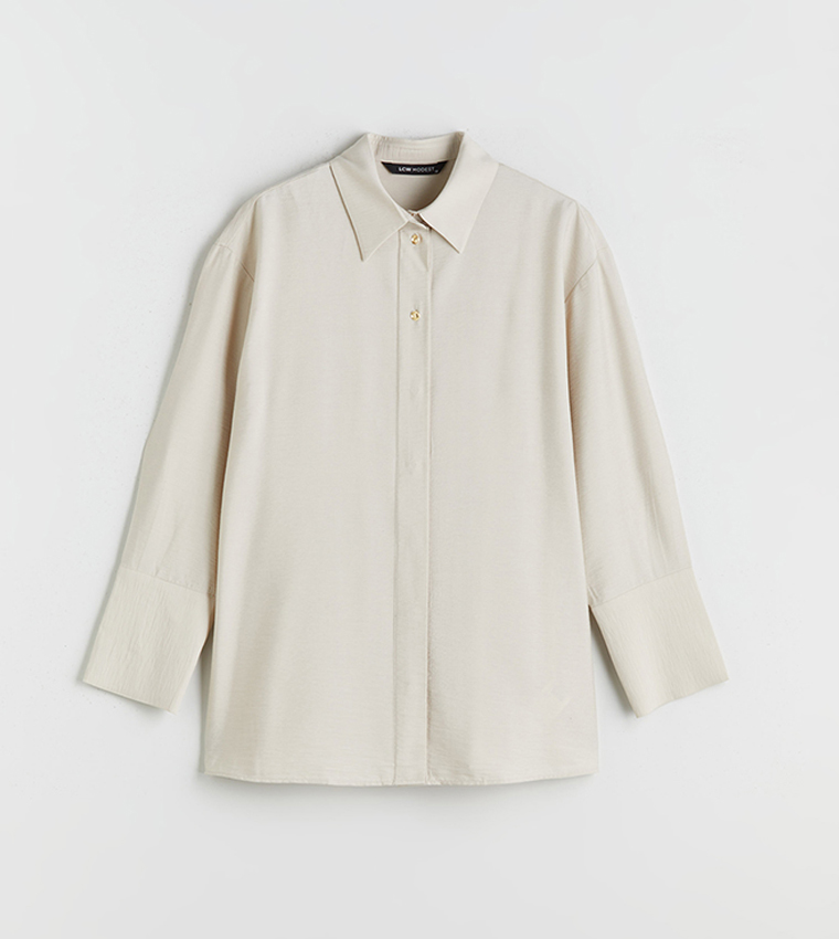 Textured Long Sleeves Tunic Shirt