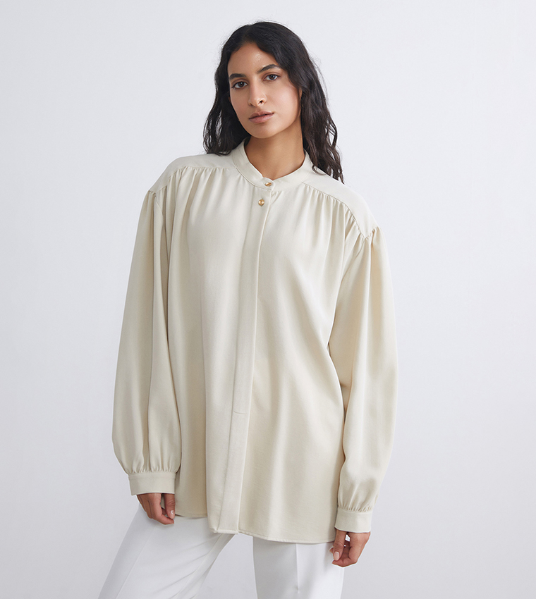 Solid Long Sleeves Tunic Shirt