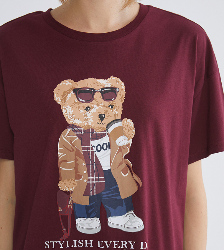 Bear Teddy Printed Mini Nightdress