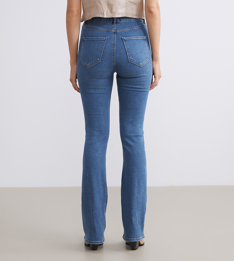 Washed High Waist Flared Jeans
