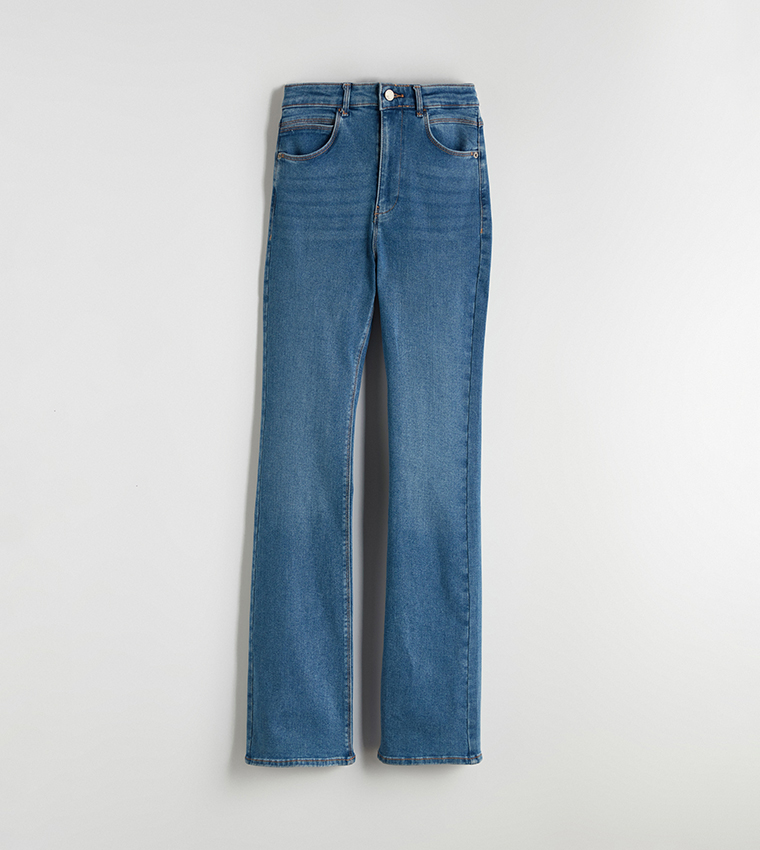 Washed High Waist Flared Jeans