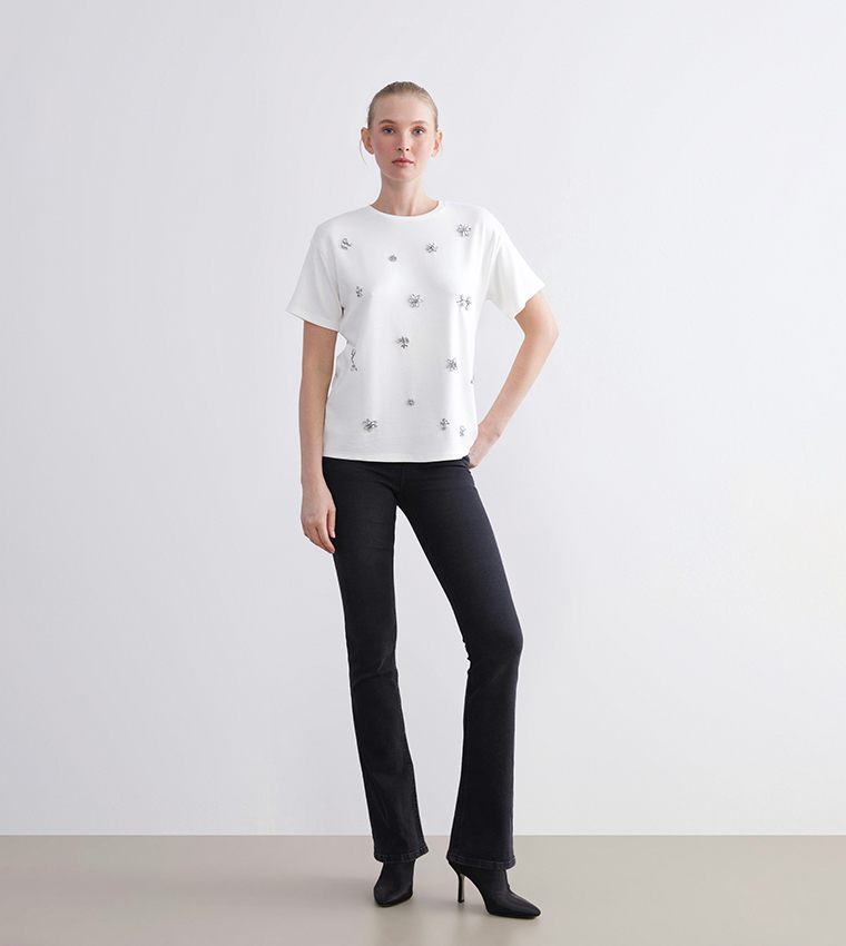 Washed High Waist Flared Jeans