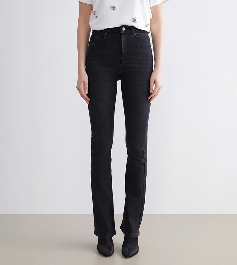 Washed High Waist Flared Jeans