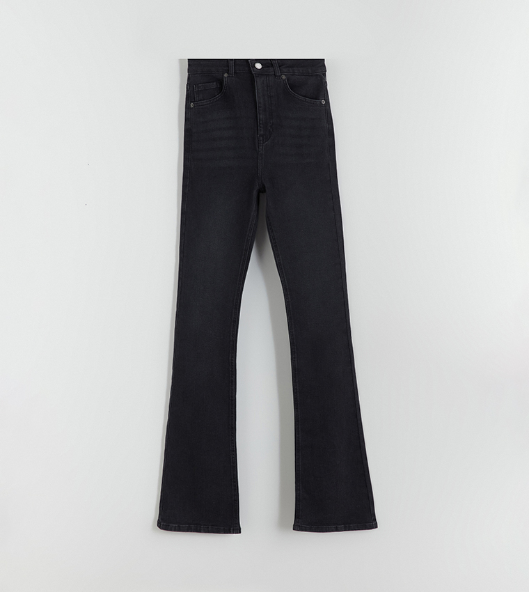 Washed High Waist Flared Jeans
