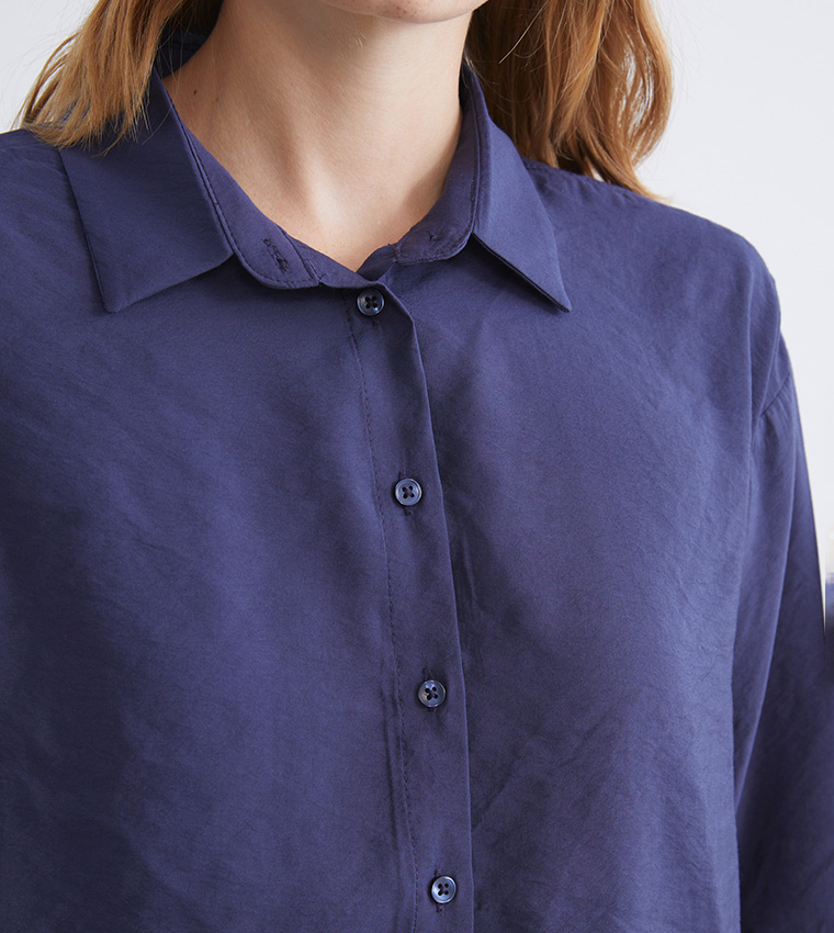 Textured Long Sleeves Tunic Shirt