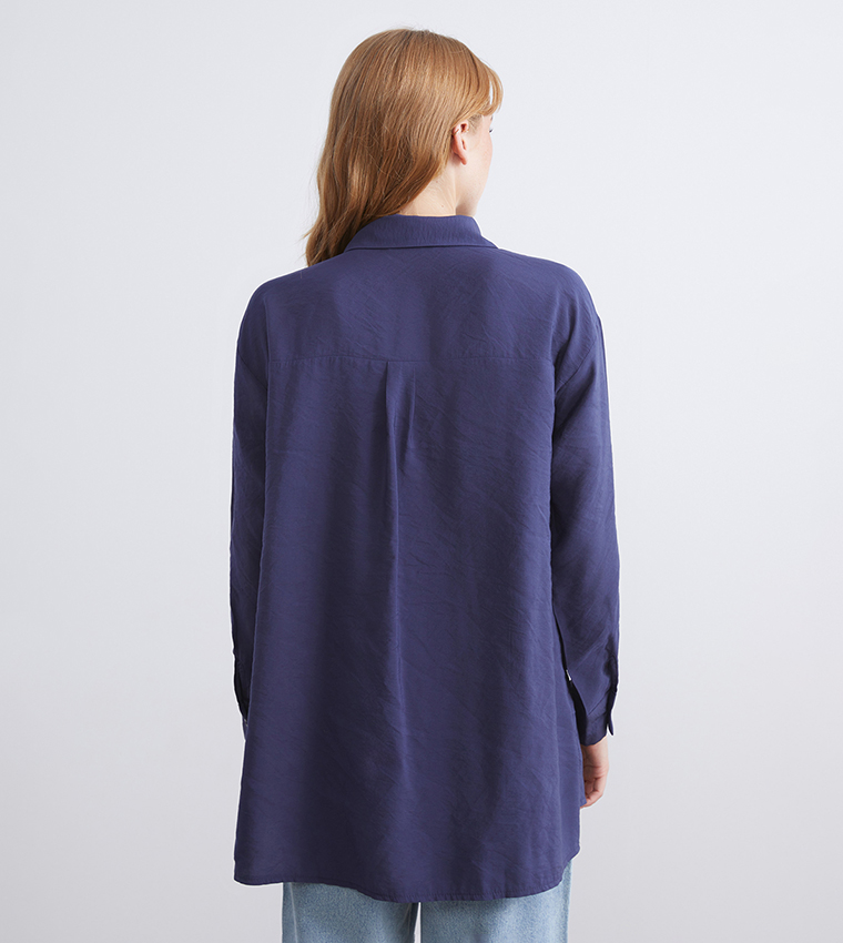 Textured Long Sleeves Tunic Shirt