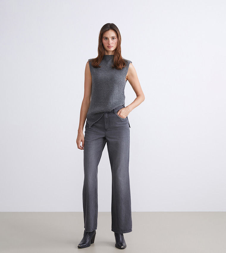 Washed High Waist Wide Leg Jeans