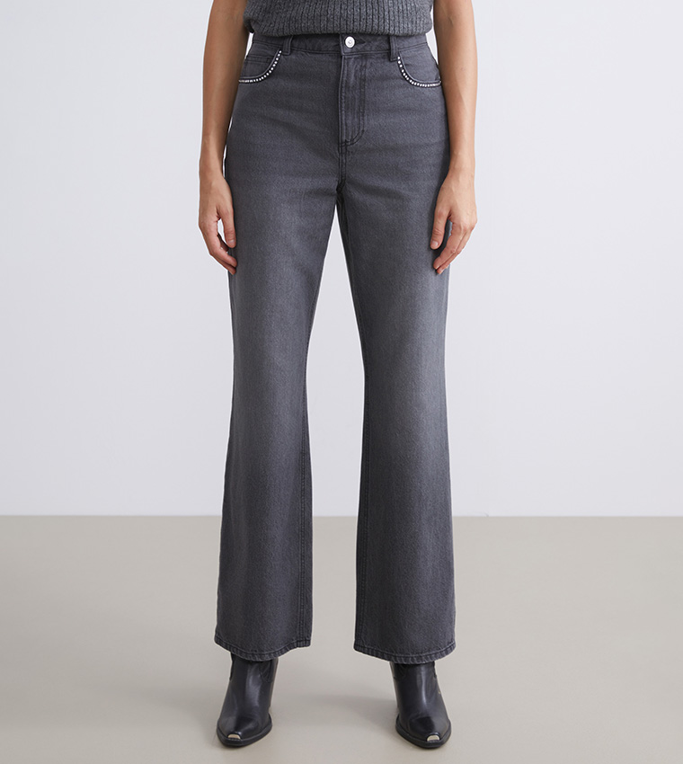 Washed High Waist Wide Leg Jeans