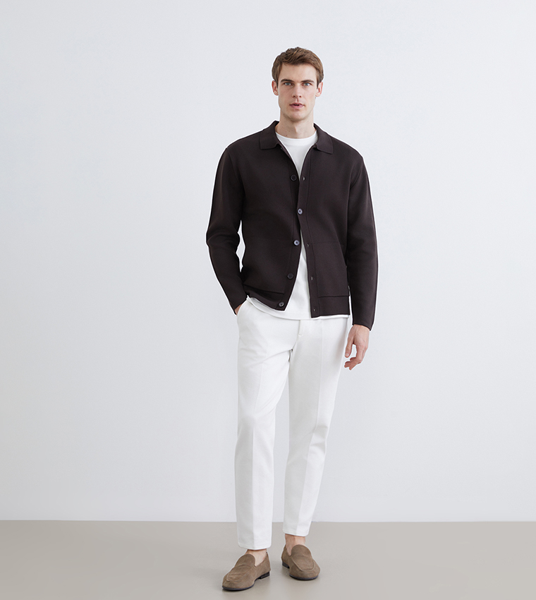 SOUTHBLUE Solid Long Sleeves Cardigan