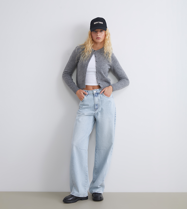 Washed High Rise Baggy Jeans