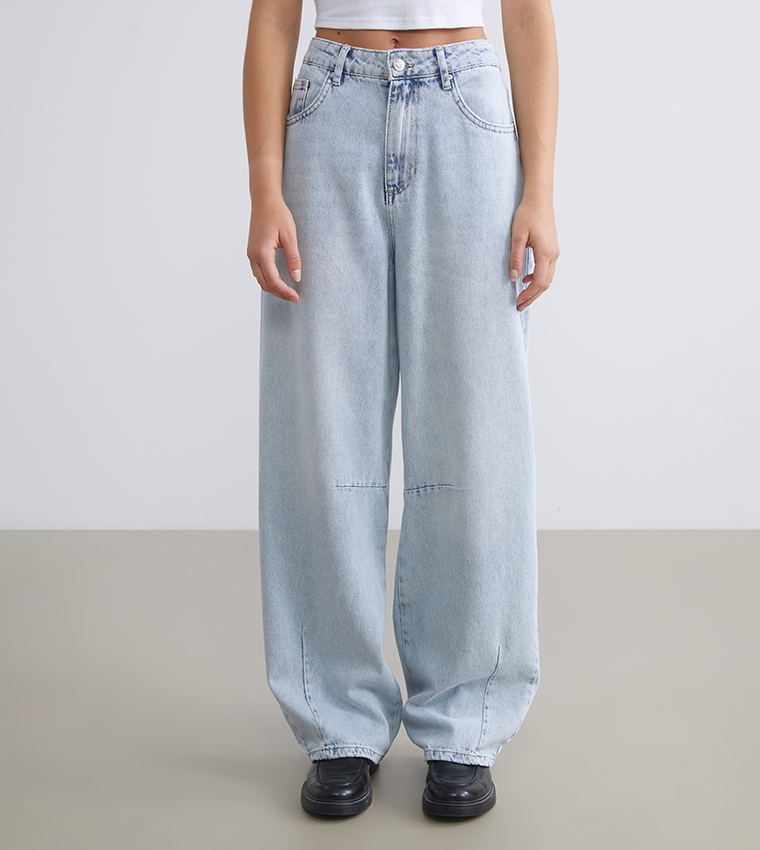 Washed High Rise Baggy Jeans