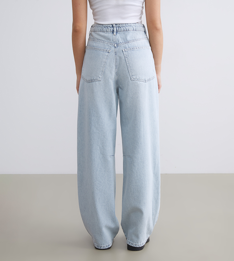 Washed High Rise Baggy Jeans