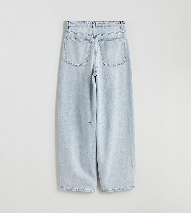 Washed High Rise Baggy Jeans