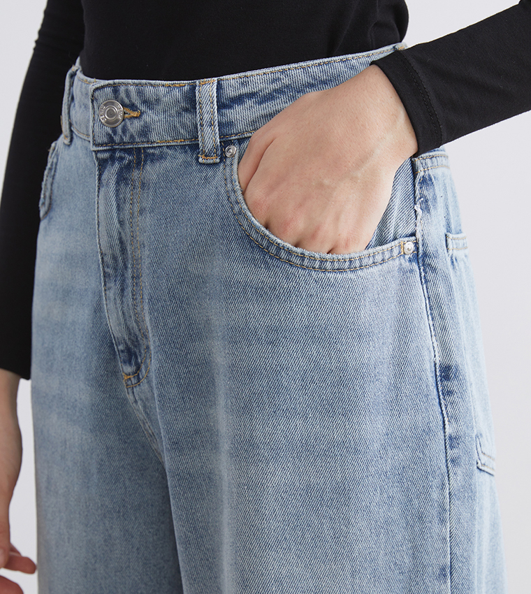Washed High Rise Baggy Jeans