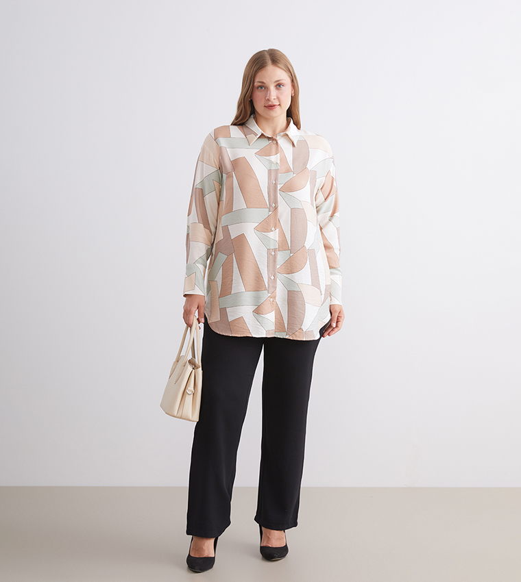 Solid Elastic Waist Trousers