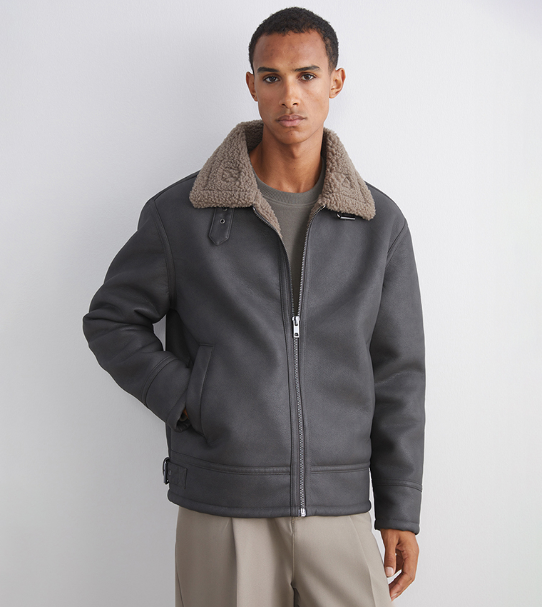 VISION Faux Leather Zip-Through Jacket