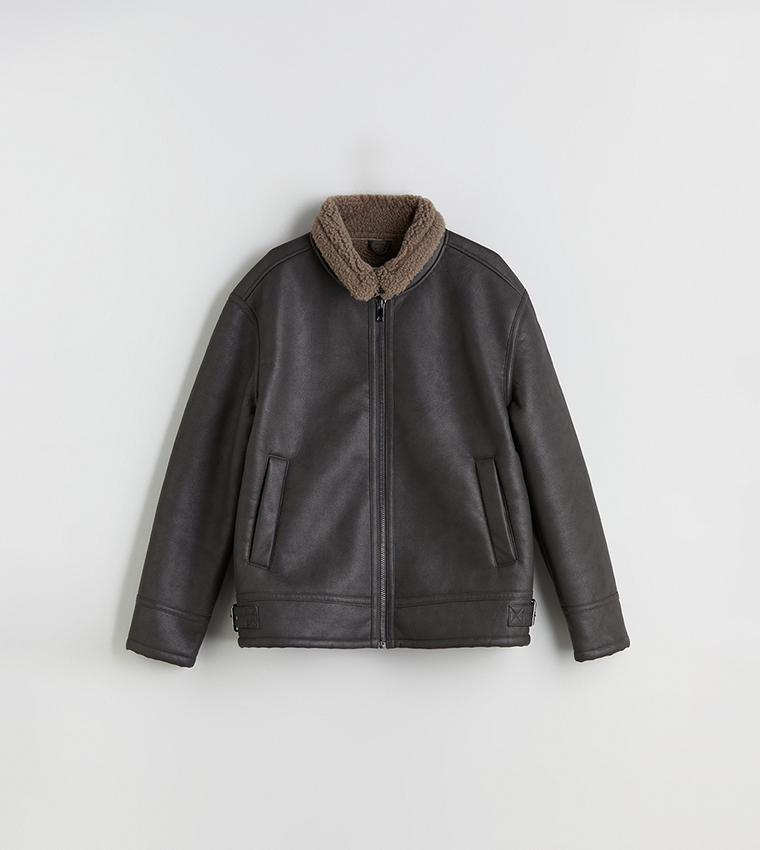 VISION Faux Leather Zip-Through Jacket