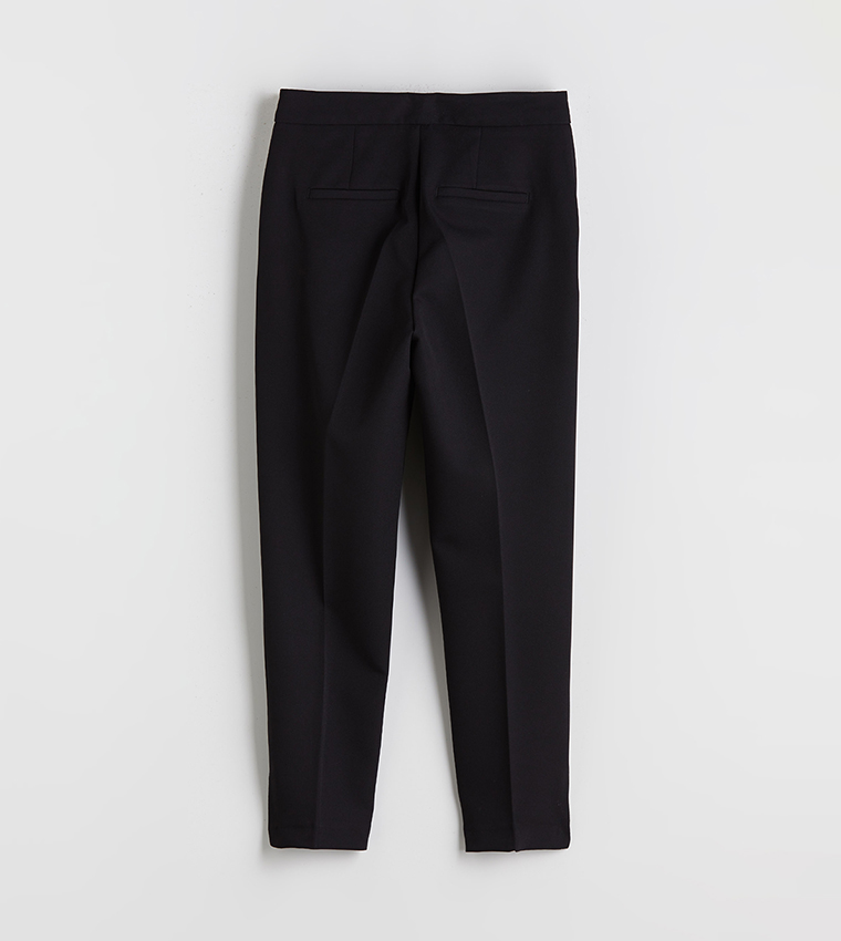 Solid High Waist Slim Fit Trousers