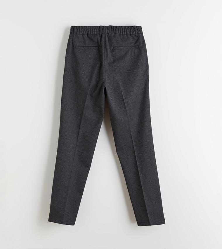 Solid Mid Rise Slim Fit Trousers