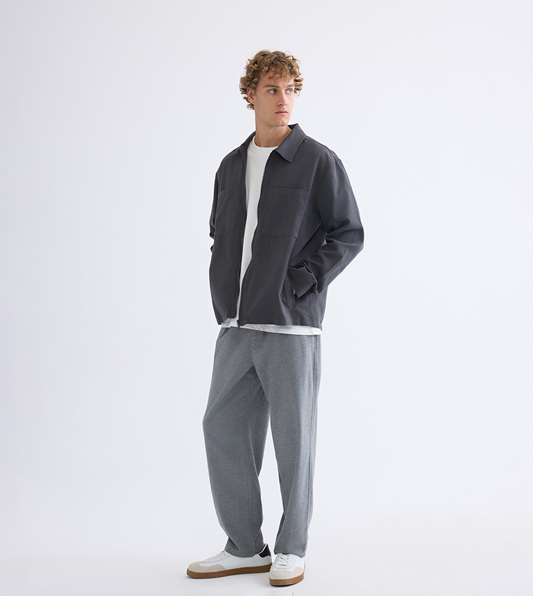 Solid Woven Relaxed Fit Trousers