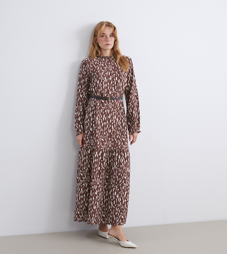 Printed Long Sleeves Maxi Dress