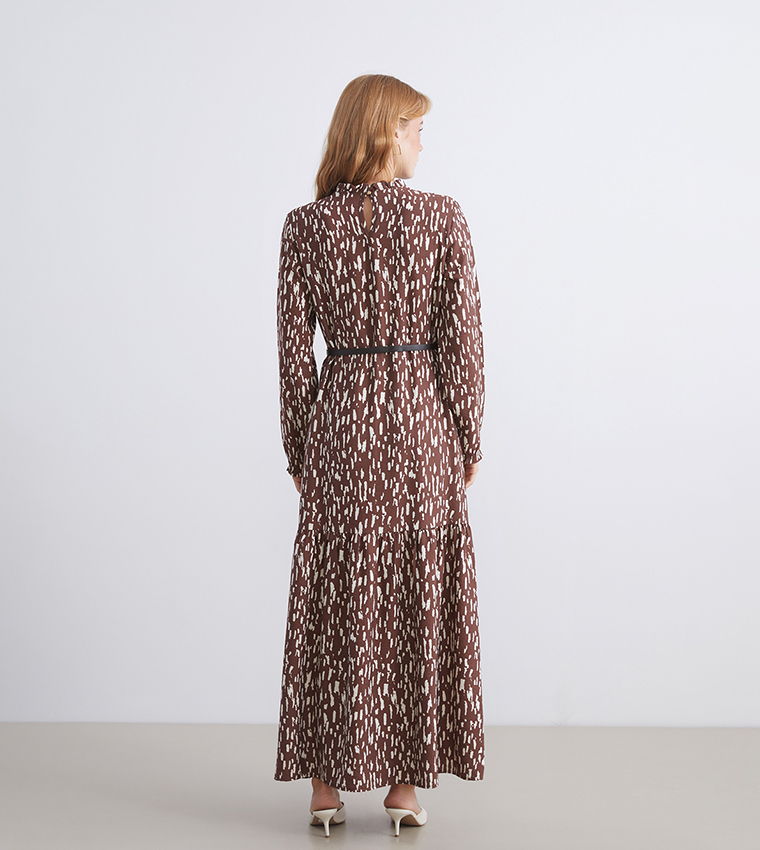 Printed Long Sleeves Maxi Dress