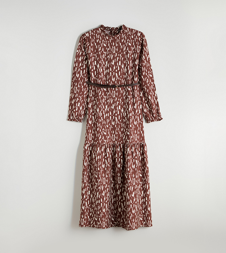 Printed Long Sleeves Maxi Dress