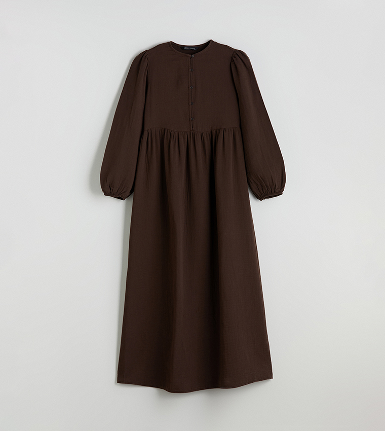 Textured Long Sleeves Maxi Dress