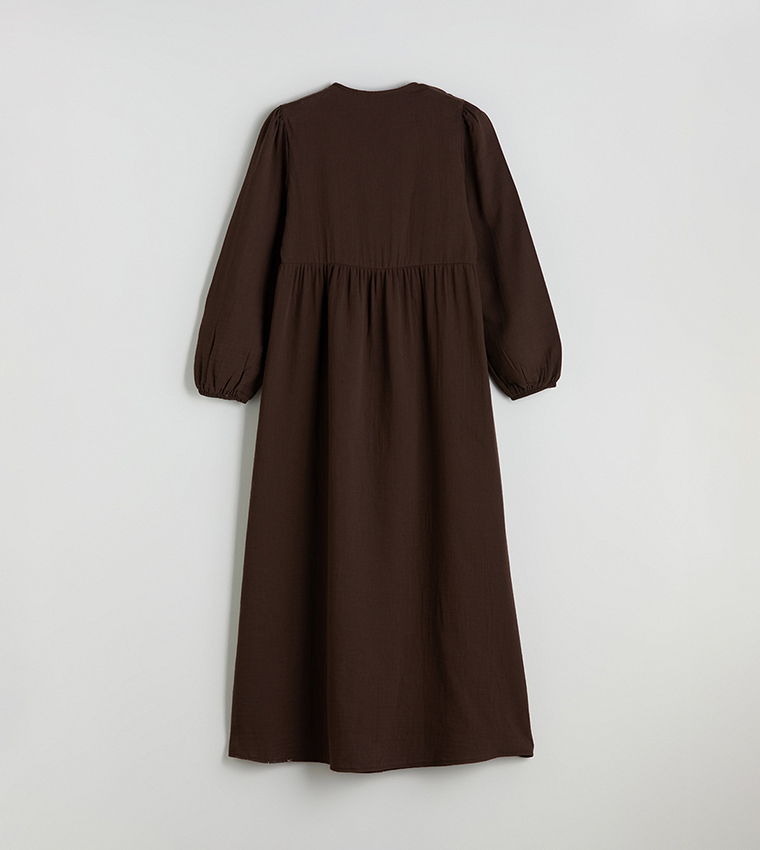 Textured Long Sleeves Maxi Dress
