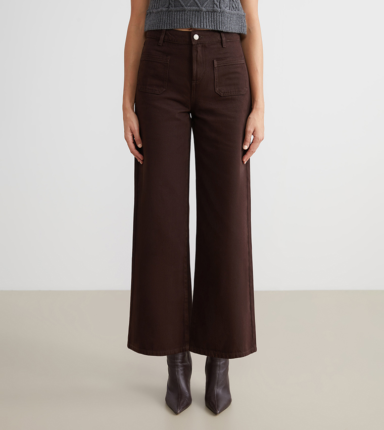 بنطال جينز واسع بخصر عالي 