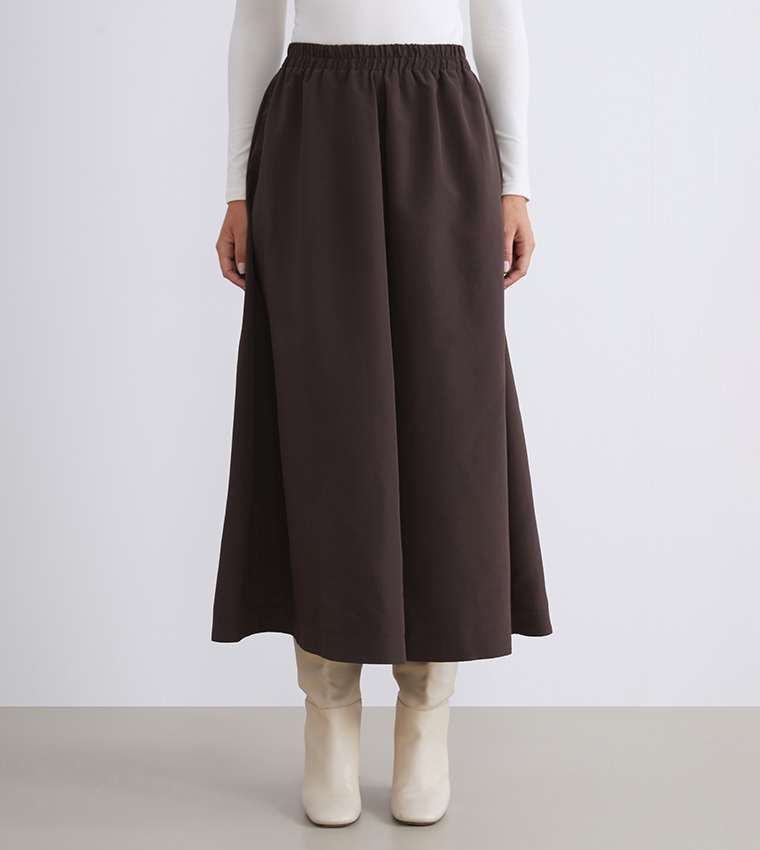 Elastic Waist Flared Skirt