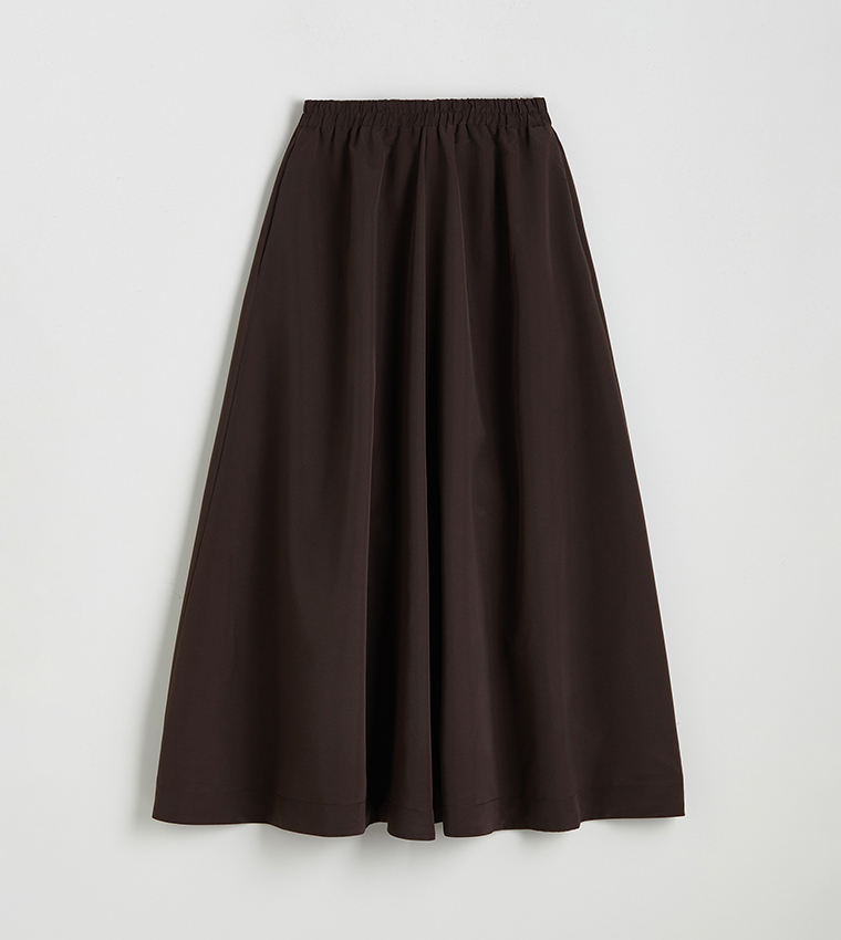 Elastic Waist Flared Skirt