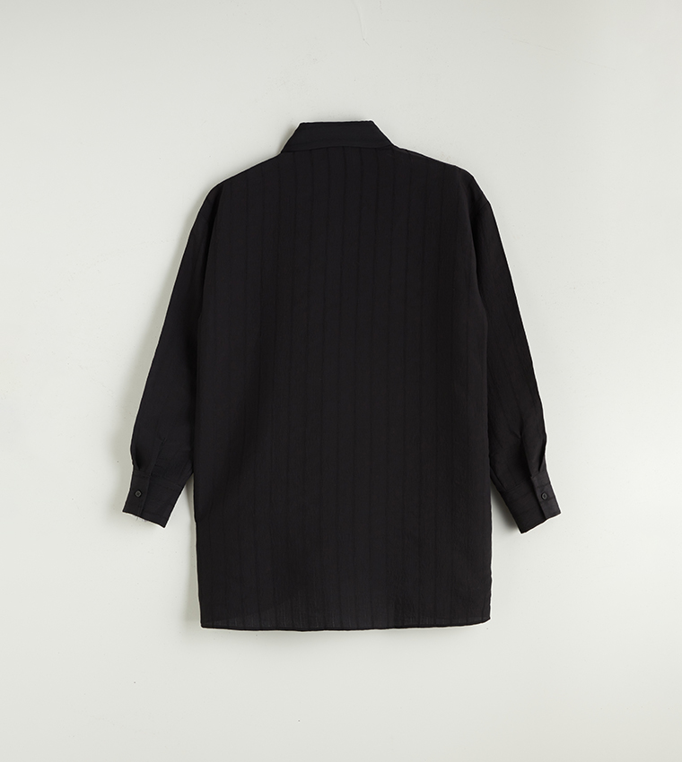 Striped Loose Fit Long Sleeves Shirt Tunic