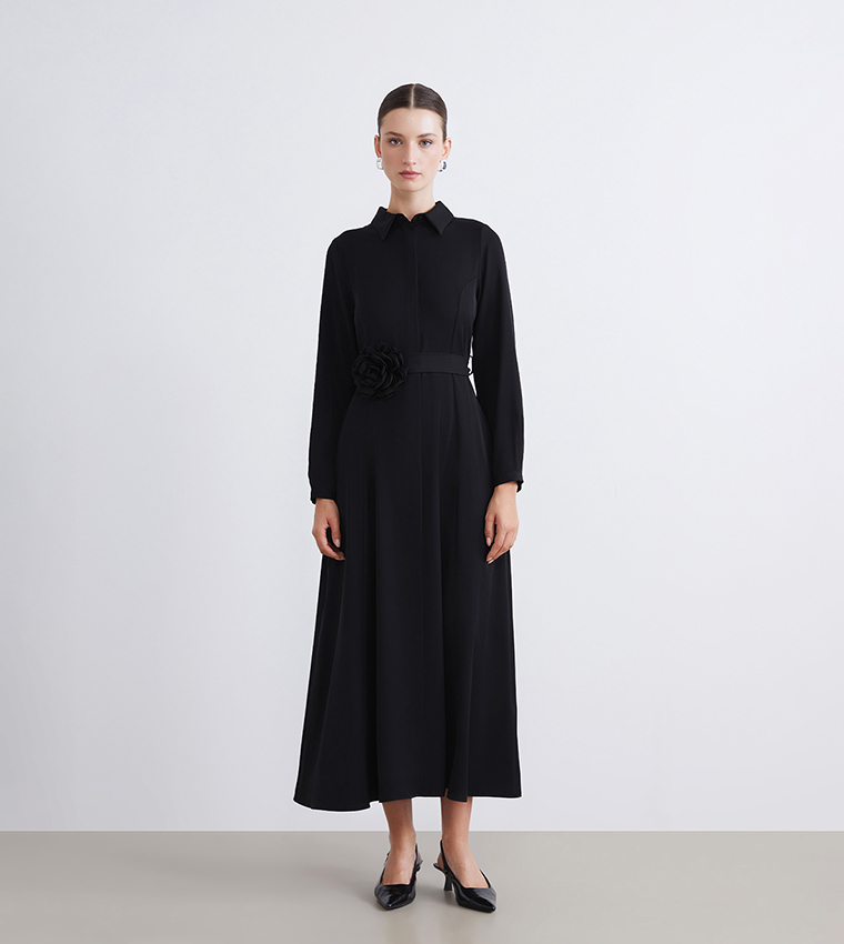Buy LC Waikiki Appliqued Long Sleeves Midaxi Dress In Black | 6thStreet  Qatar