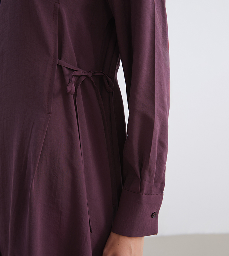 Solid Modal Blend Midi Shirt Dress