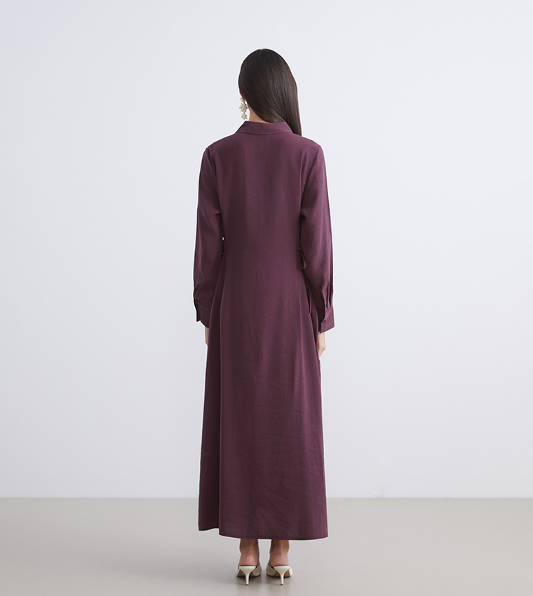 Solid Modal Blend Midi Shirt Dress