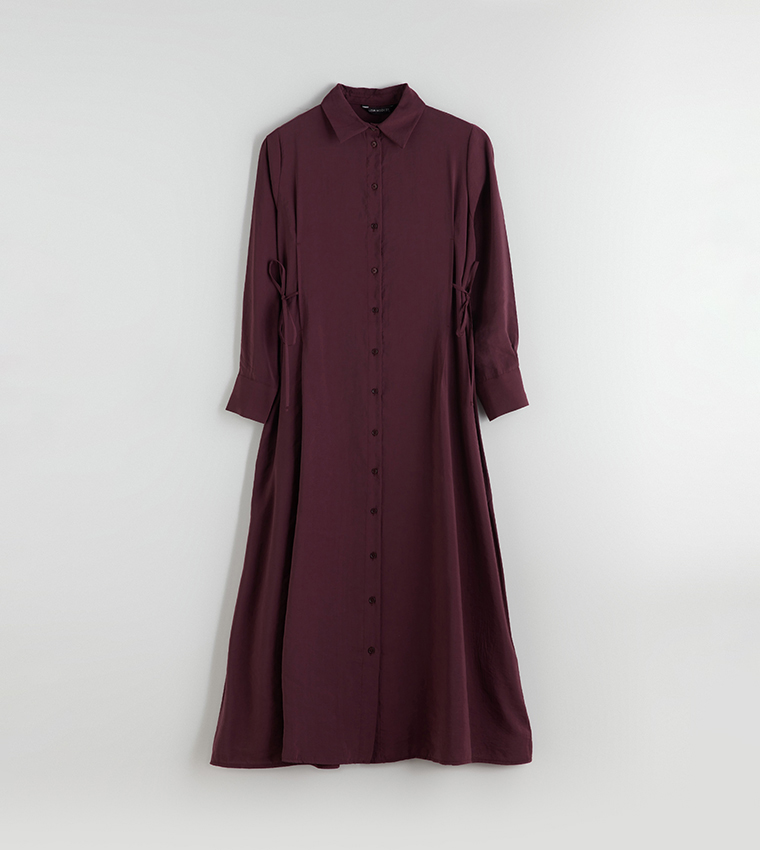 Solid Modal Blend Midi Shirt Dress