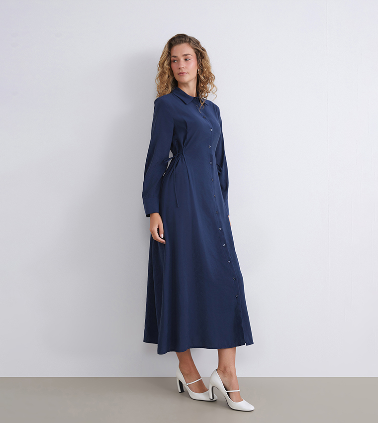 Modal Blend Long Sleeves Shirt Dress